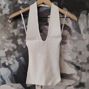 MINKPINK White Maitland Knit Halter Top - Size M